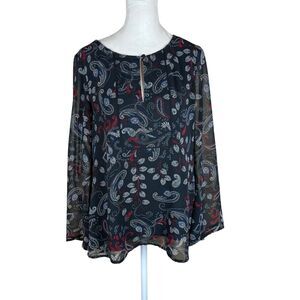 Sanctuary Blue Paisley Chiffon Top XS